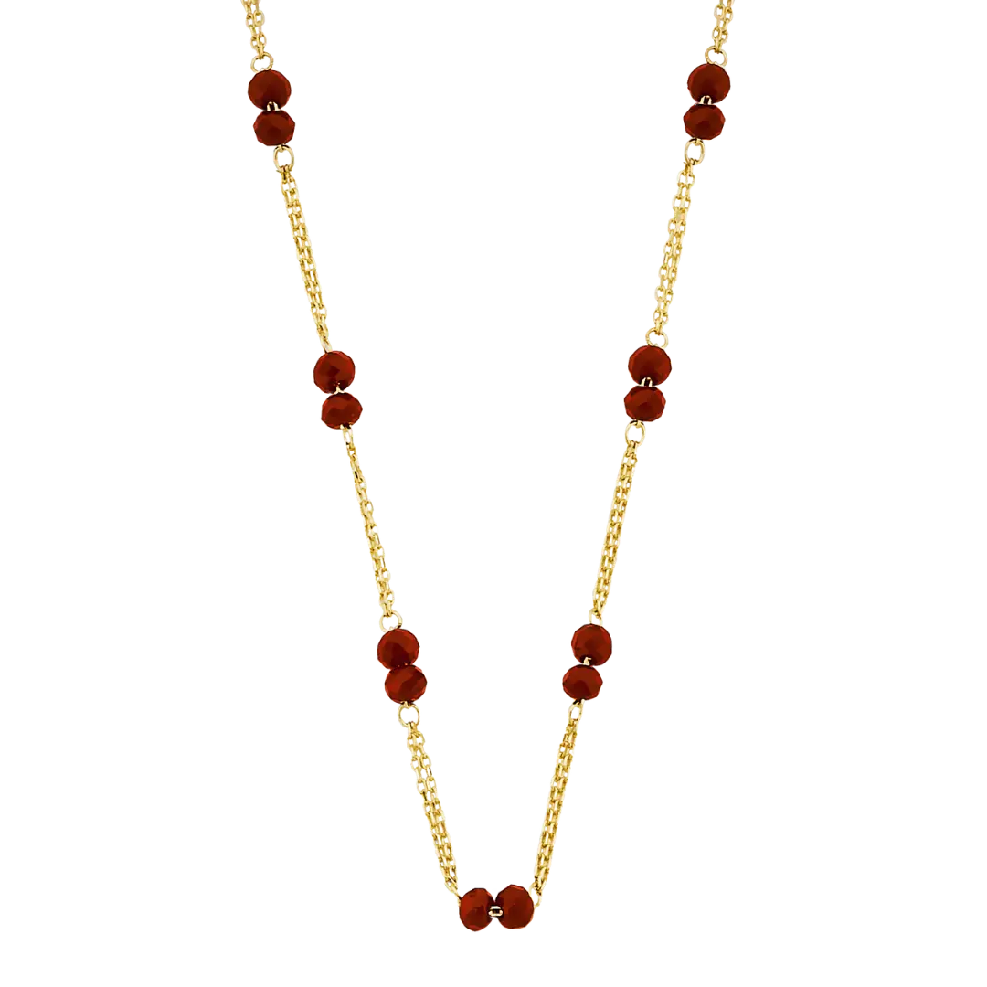 Coral Bead Necklace - 14k Yellow Gold