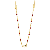 Red Enamel Bead Necklace - 14k Yellow Gold