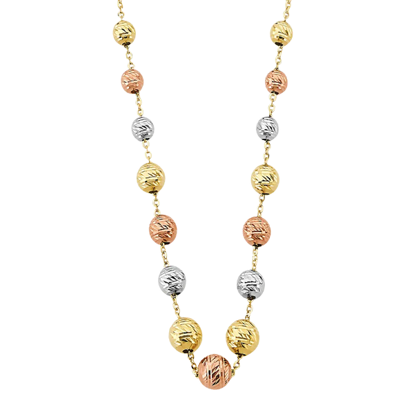 Gradated DC Ball Necklace - 14k Tri Color Gold