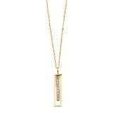 Bar Frame CZ Necklace - 14k Yellow Gold