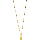 Yellow CZ Charm Bead Necklace - 14k Yellow Gold