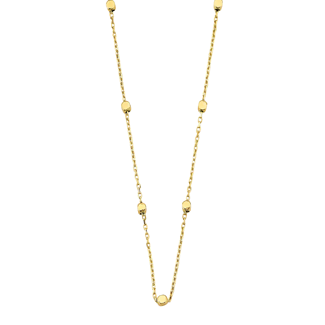 Square Shape Bead Necklace - 14k Yellow Gold