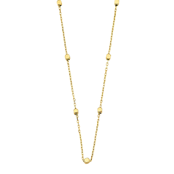 Square Shape Bead Necklace - 14k Yellow Gold