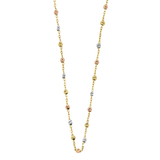 Fancy DC Bead Necklace - 14k Tri Color Gold