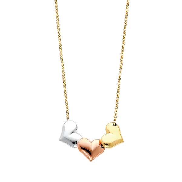 Light Hanging Necklace - 14k Tri Color Gold