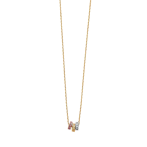 Light Hanging Necklace - 14k Tri Color Gold