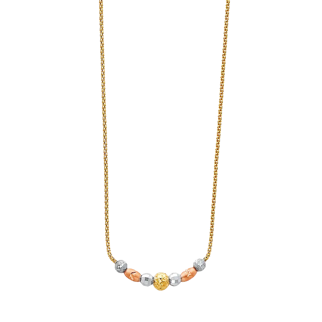 Light Hanging Necklace - 14k Tri Color Gold