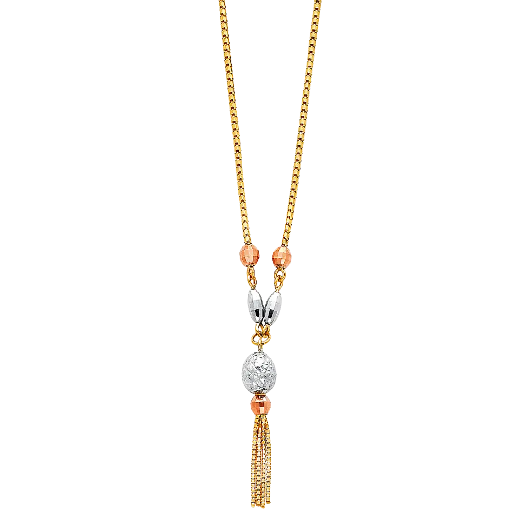 Light Hanging Necklace - 14k Tri Color Gold