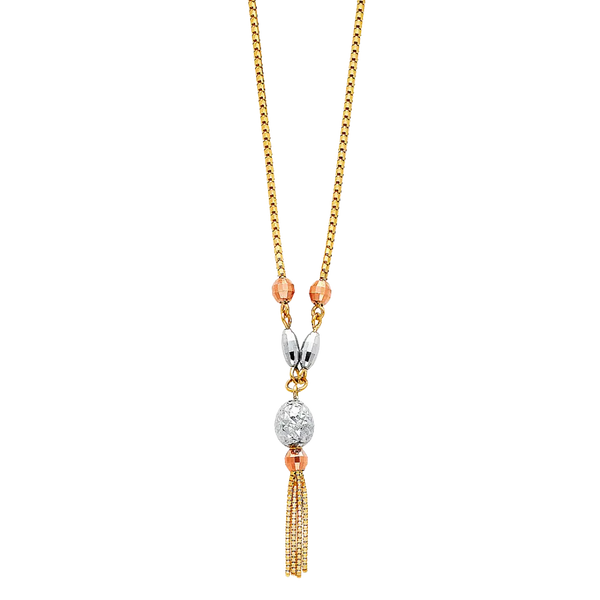 Light Hanging Necklace - 14k Tri Color Gold