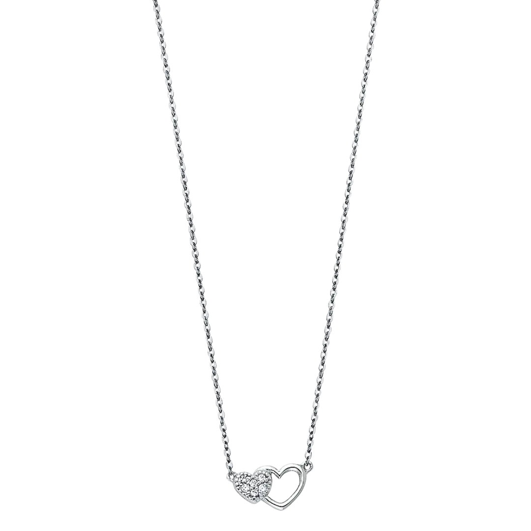 Heart Necklace - 14k White Gold