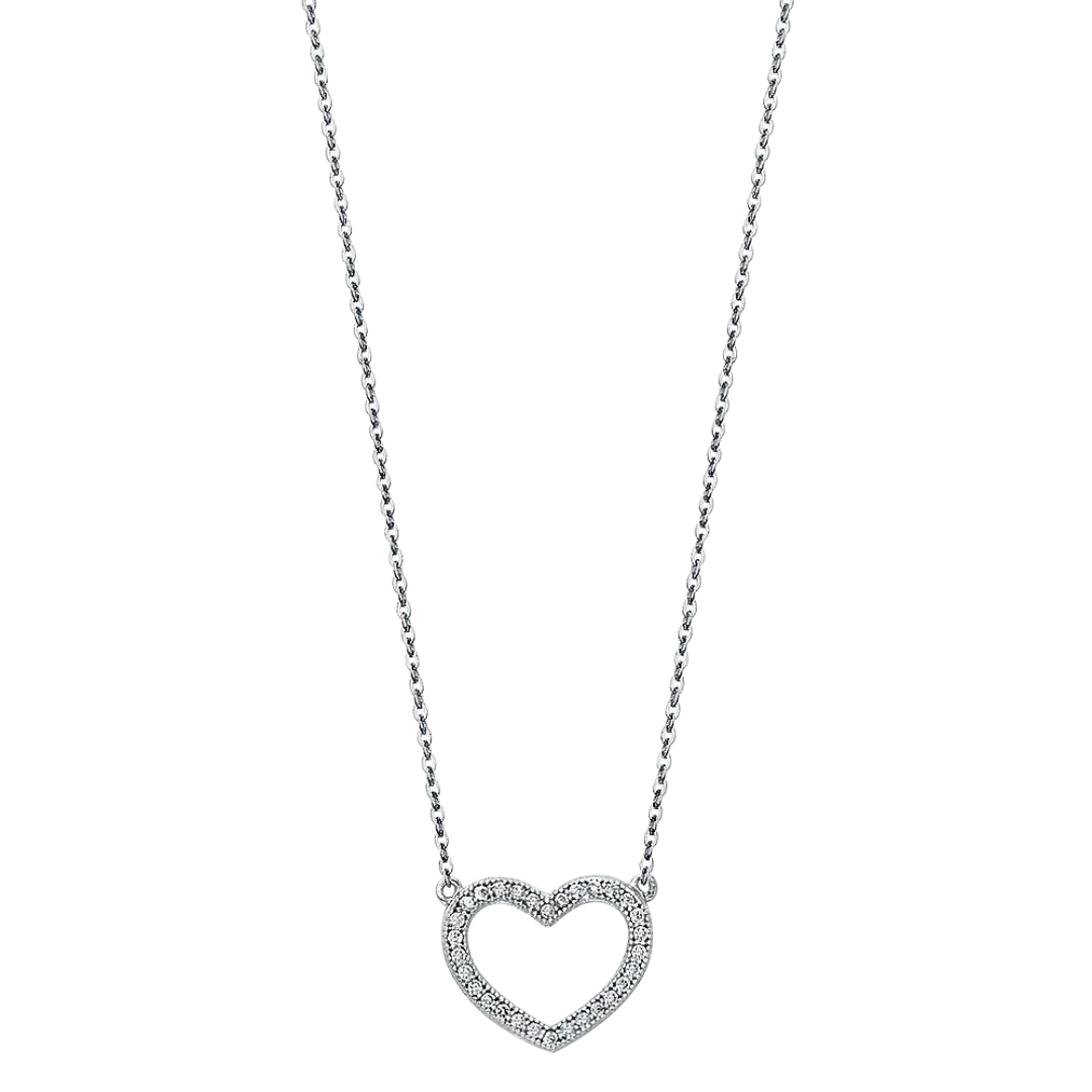 Heart Necklace - 14k White Gold