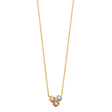 3 Flower with CZ Necklace - 14k Tri Color Gold