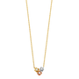 3 Flower with CZ Necklace - 14k Tri Color Gold