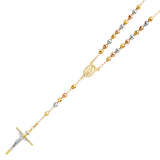 Disco Ball Rosary Necklace - 14k Tri Color Gold 6mm