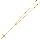 Disco Ball Rosary Necklace - 14k Tri Color Gold 4mm