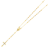 Disco Ball Rosary Necklace - 14k Tri Color Gold 3mm