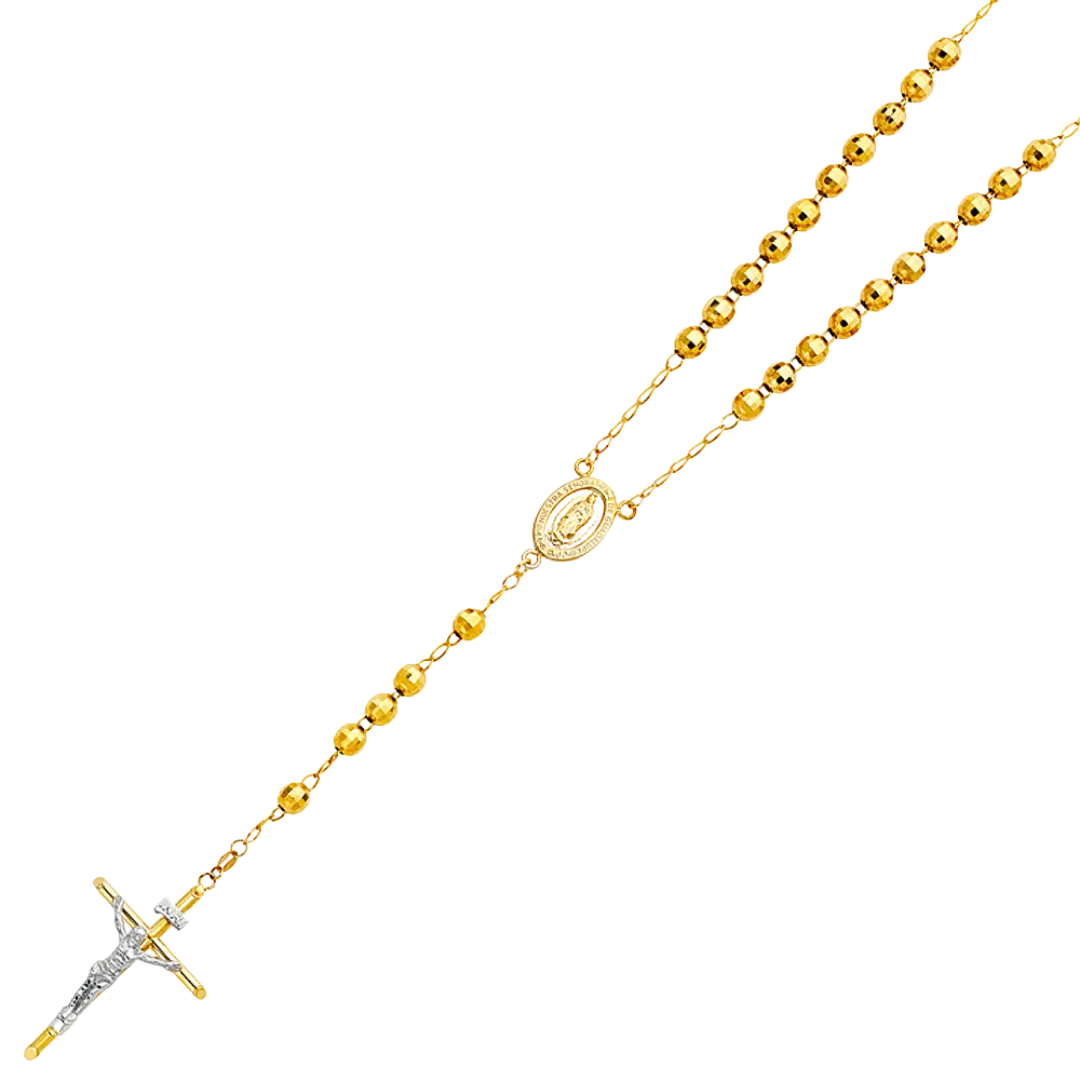 Disco Ball Rosary Necklace - 14k Yellow Gold 6mm