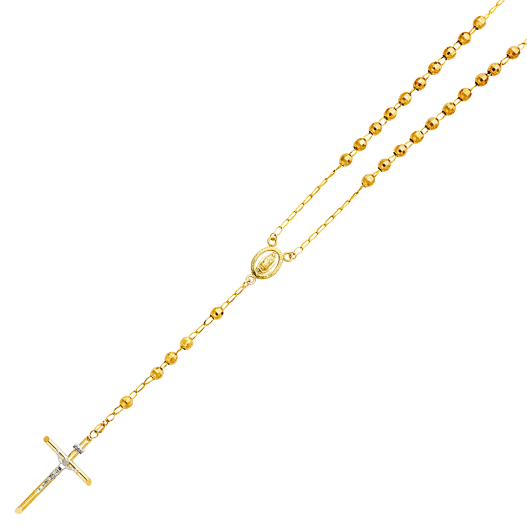 Disco Ball Rosary Necklace - 14k Yellow Gold 5mm