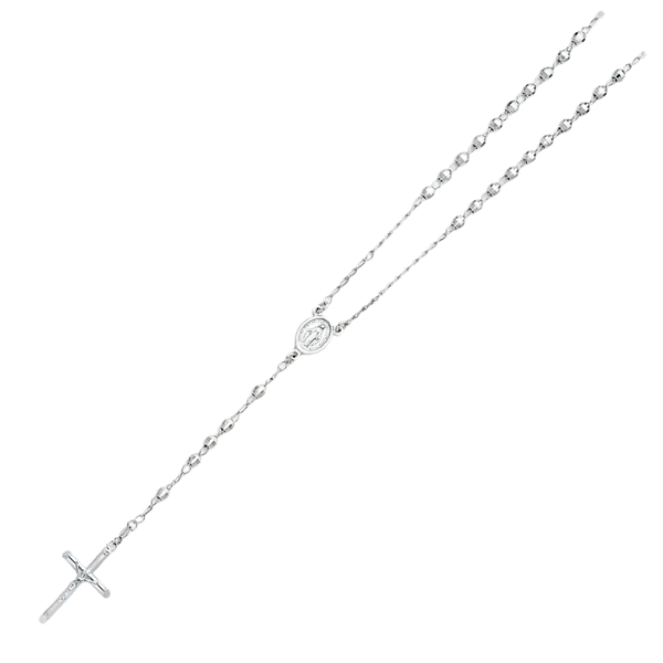 Disco Ball Rosary Necklace - 14k White Gold 4mm