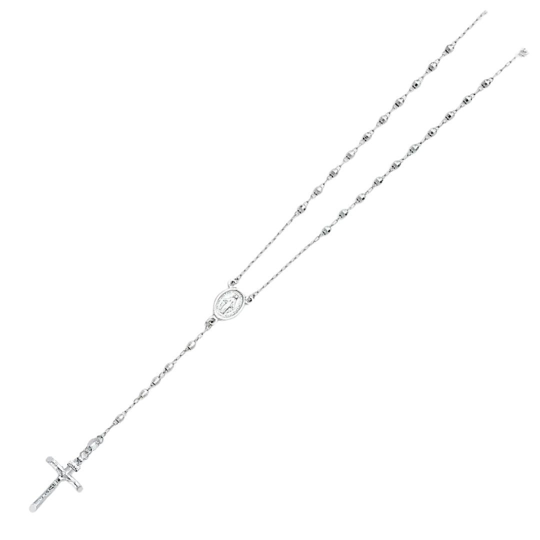 Disco Ball Rosary Necklace - 14k White Gold 3mm