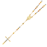 Disco Ball Rosary Necklace - 14k Tri Color Gold 4mm