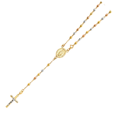 Disco Ball Rosary Necklace - 14k Tri Color Gold 3mm