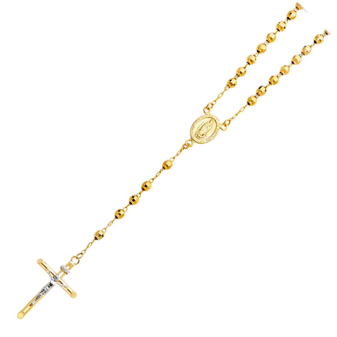 Disco Ball Rosary Necklace - 14k Yellow Gold 4mm