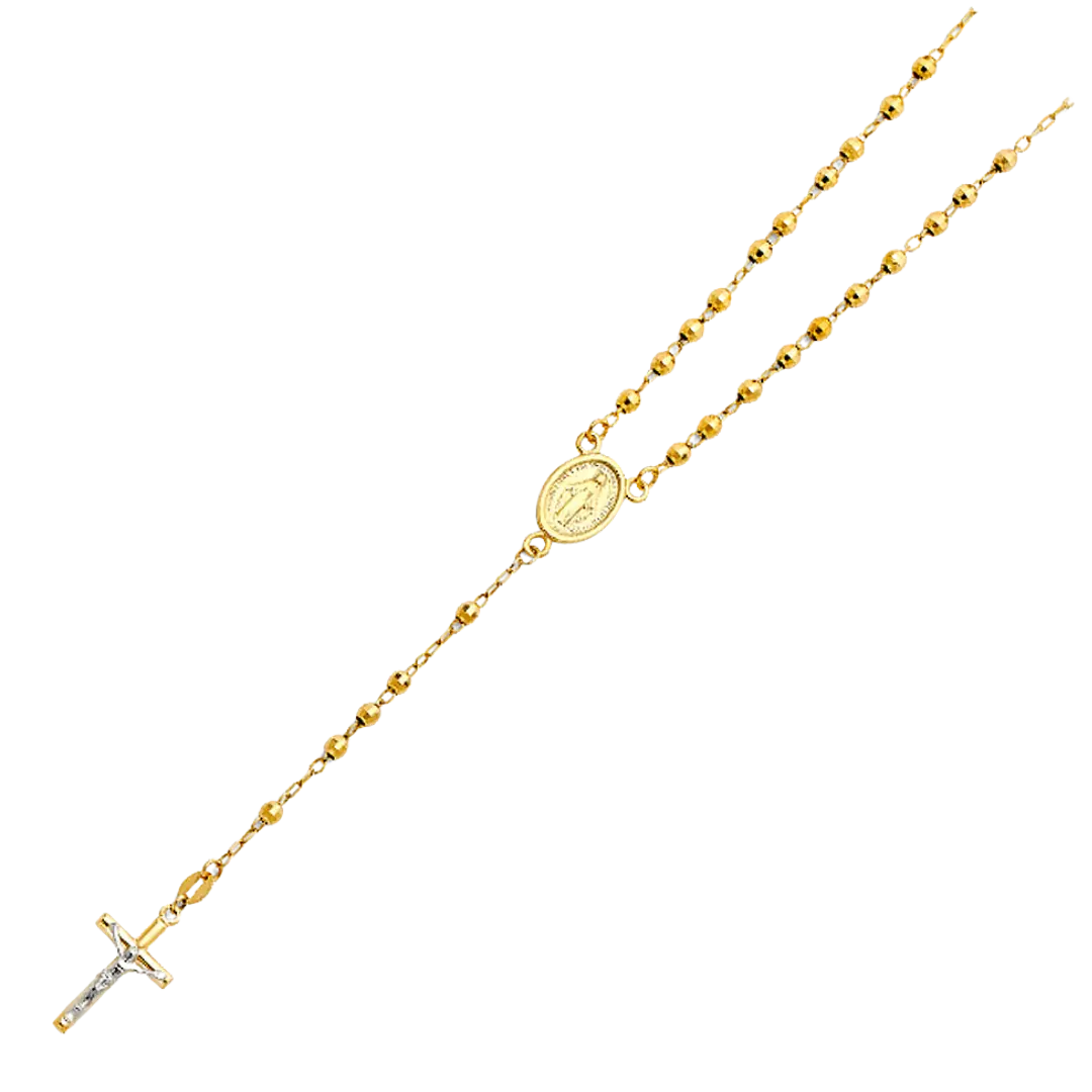 Disco Ball Rosary Necklace - 14k Yellow Gold 3mm