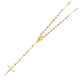 Moon Ball Rosary Necklace - 14k Tri Color Gold 4mm