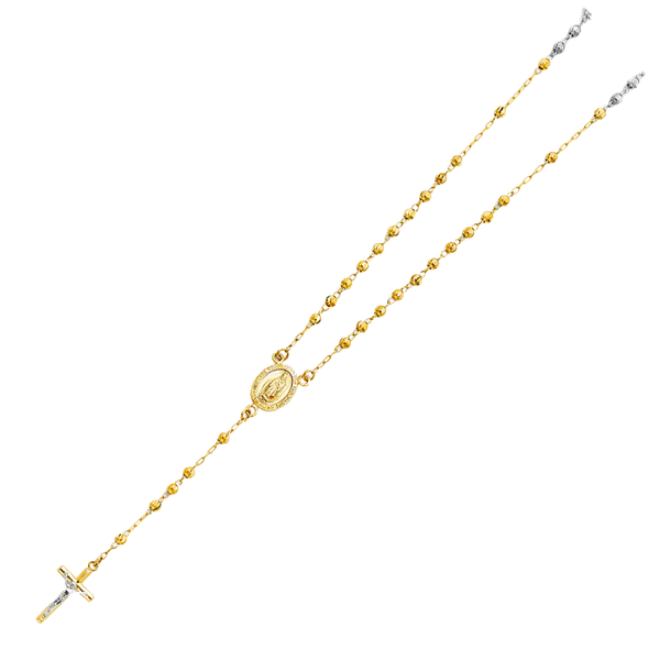 Moon Ball Rosary Necklace - 14k Yellow Gold 3mm