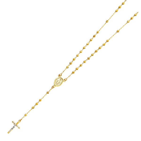 Moon Ball Rosary Necklace - 14k Yellow Gold 3mm