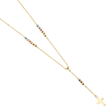 Fancy Rosary Necklace - 14k Tri Color Gold 2.5mm