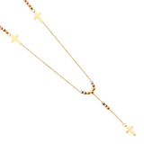 Fancy Rosary Necklace - 14k Tri Color Gold 2.5mm