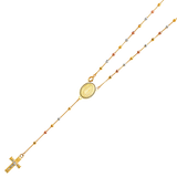 Disco Ball Rosary Necklace - 14k Tri Color Gold 2.5mm