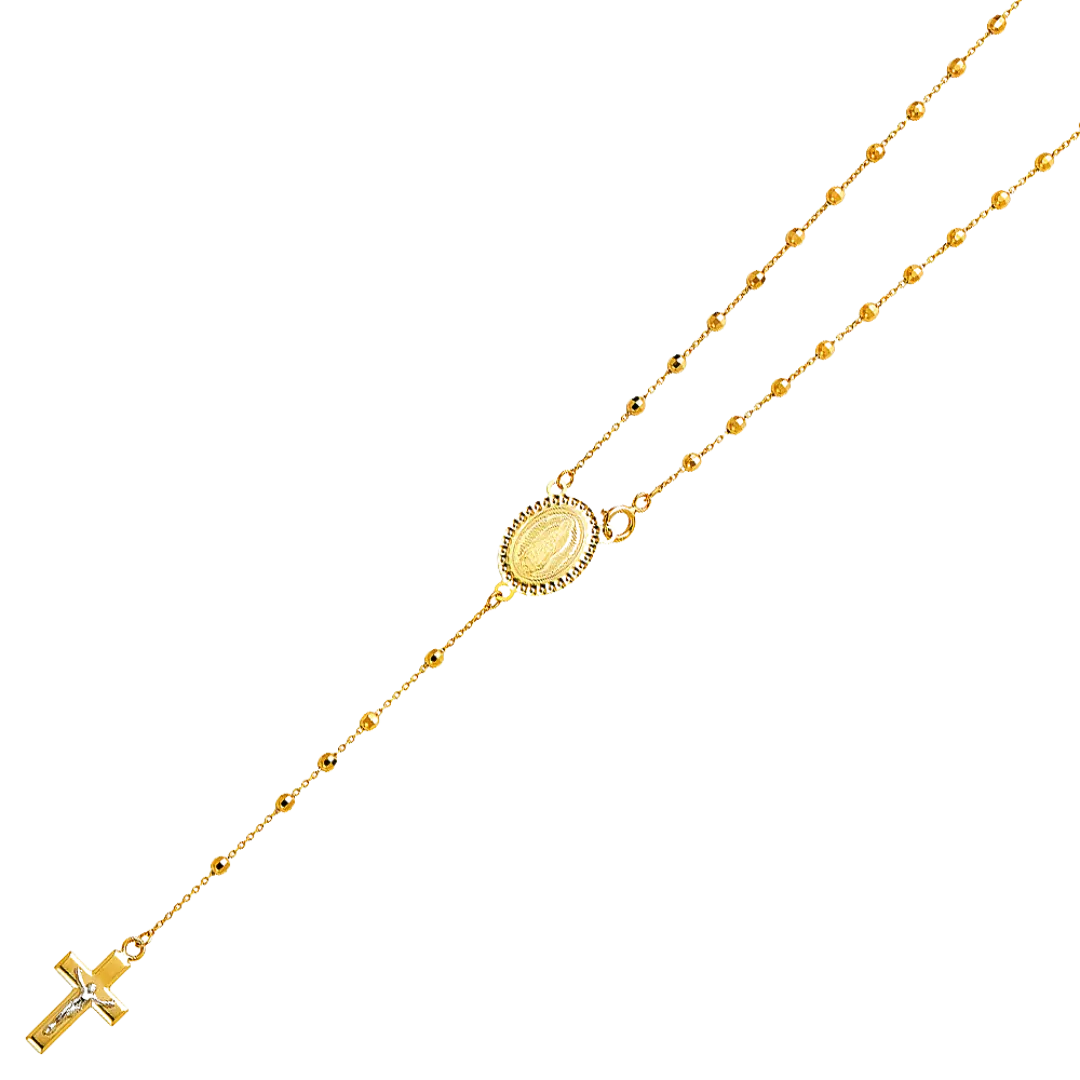 Disco Ball Rosary Necklace - 14k Yellow Gold 2.5mm