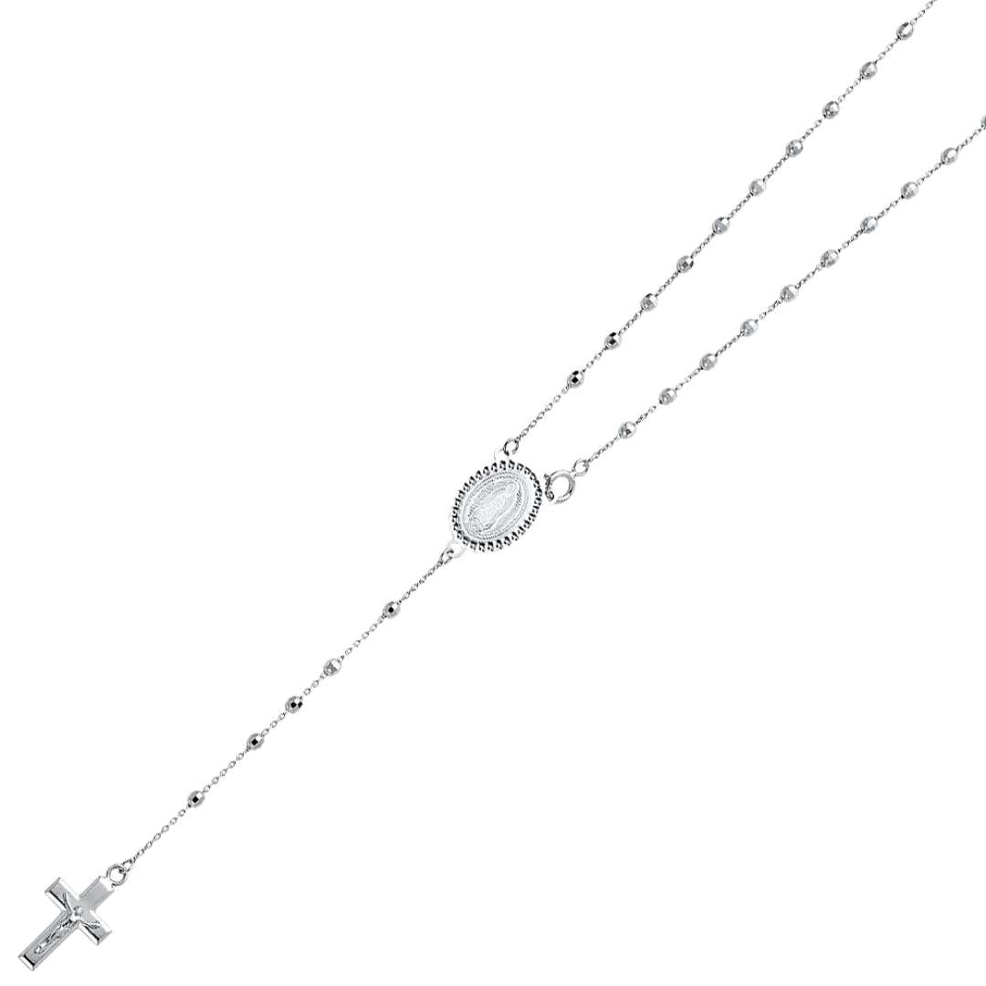 Disco Ball Rosary Necklace - 14k White Gold 2.5mm