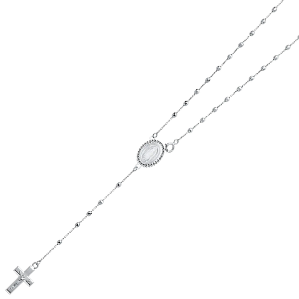 Disco Ball Rosary Necklace - 14k White Gold 2.5mm