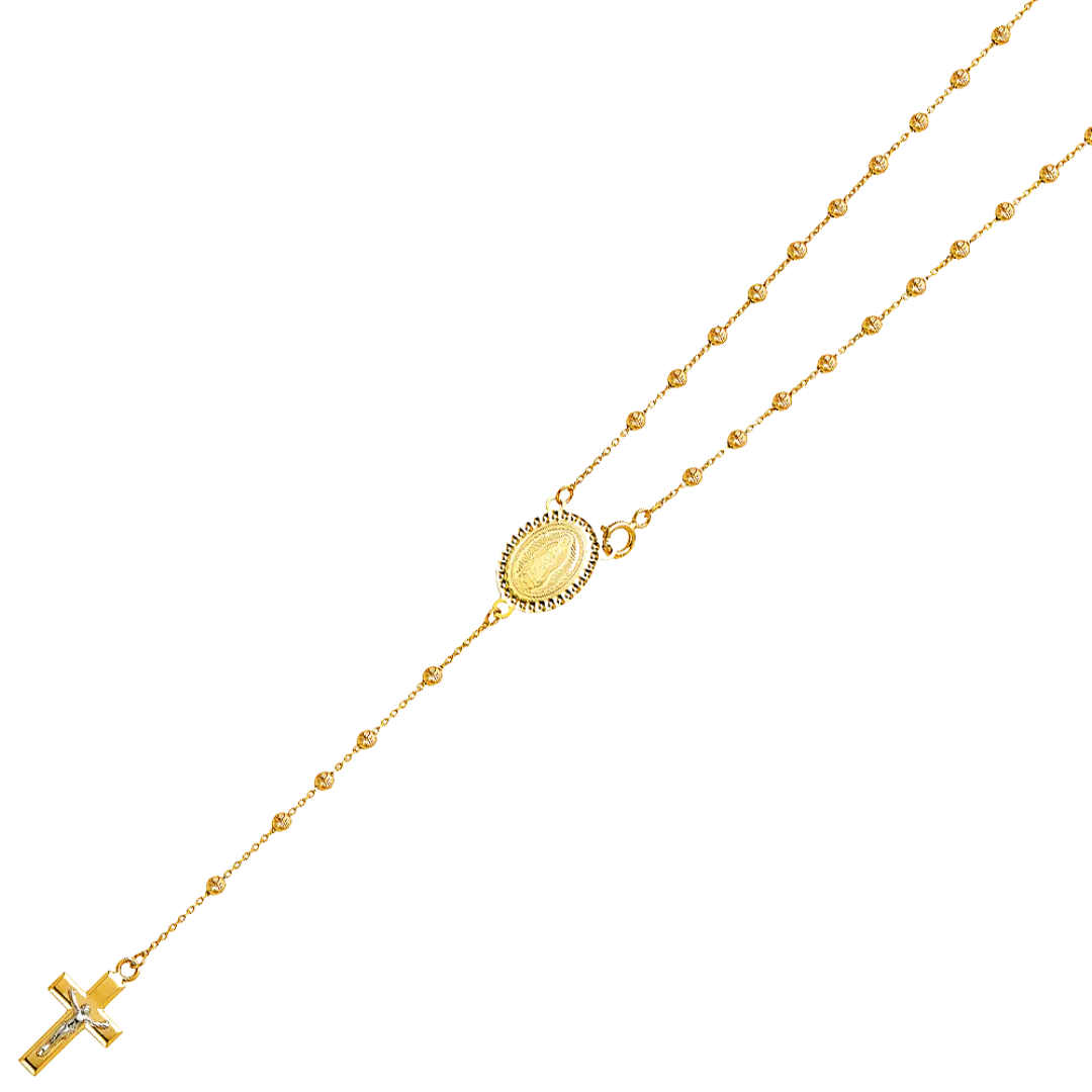 Moon Ball Rosary Necklace - 14k Yellow Gold 2.5mm