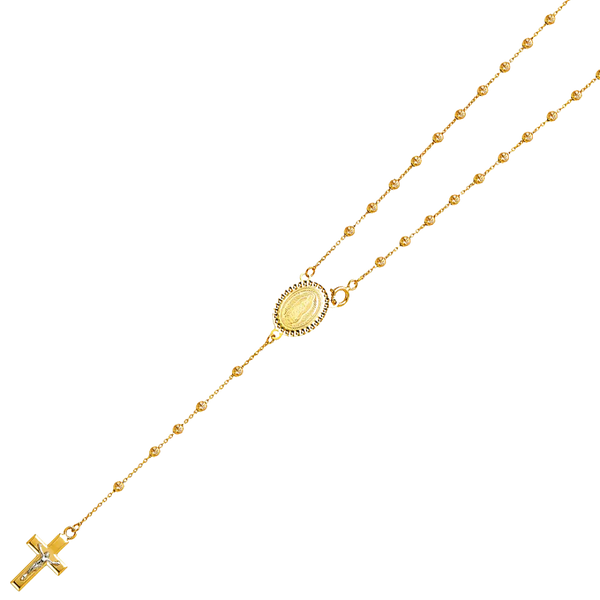 Moon Ball Rosary Necklace - 14k Yellow Gold 2.5mm