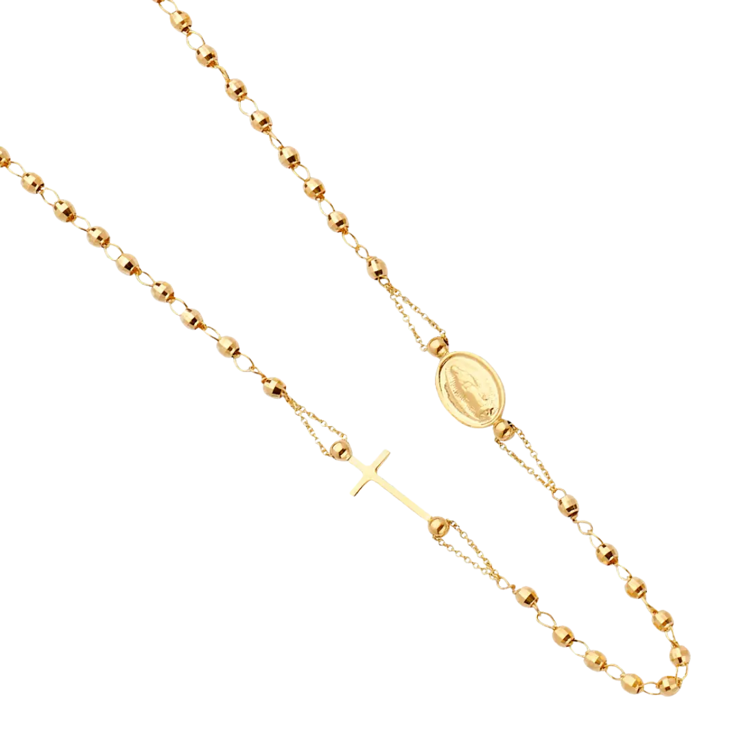 Guadalupe Fashion Rosary Necklace - 14k Yellow Gold