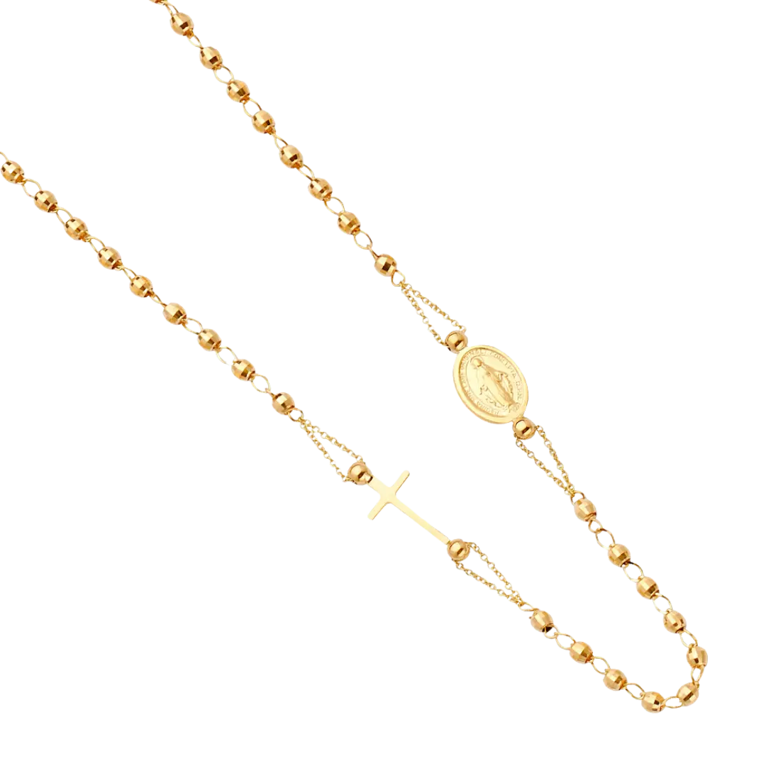 Guadalupe Fashion Rosary Necklace - 14k Yellow Gold