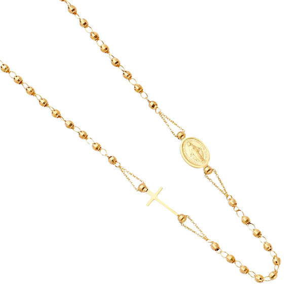 Guadalupe Fashion Rosary Necklace - 14k Yellow Gold