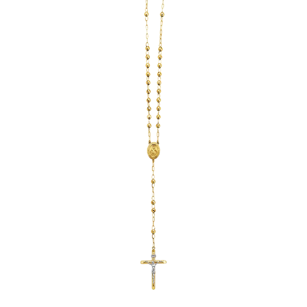 Disco Ball Rosary Necklace - 14k Two Tone Gold 4mm