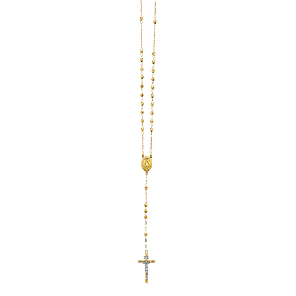 Disco Ball Rosary Necklace - 14k Two Tone Gold 3mm