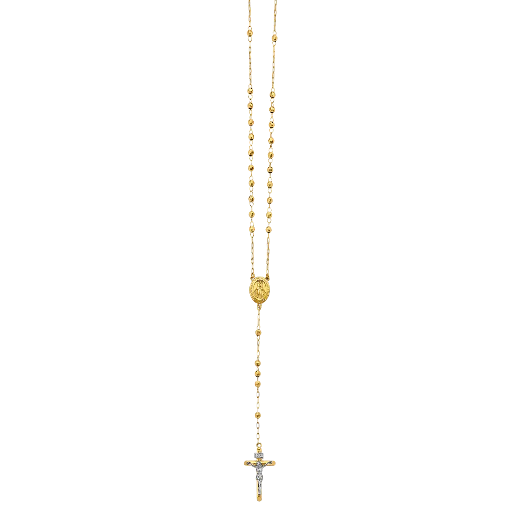 Disco Ball Rosary Necklace - 14k Two Tone Gold 3mm