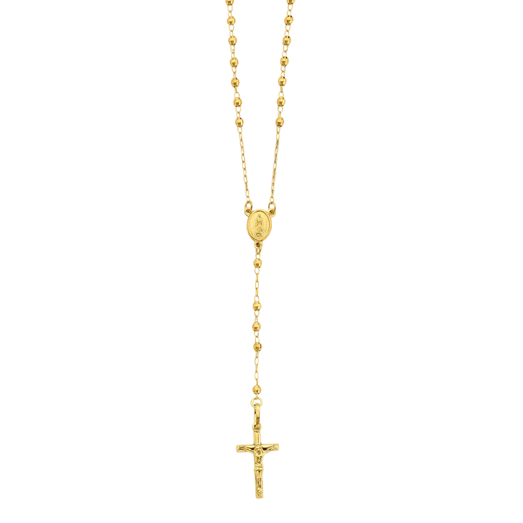 Disco Ball Rosary Necklace - 14k Yellow Gold 2.5mm