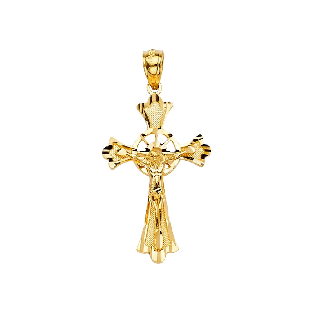 Fancy Crucufix Pendant - 14k Yellow Gold