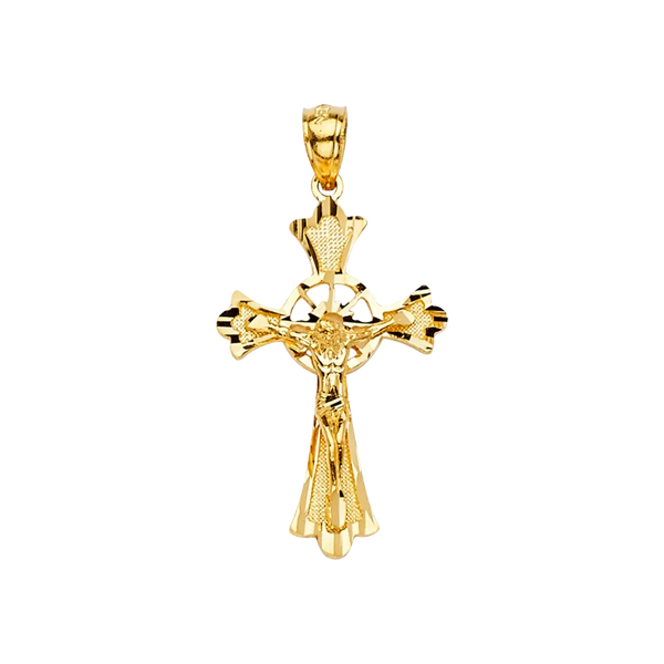 Fancy Crucufix Pendant - 14k Yellow Gold