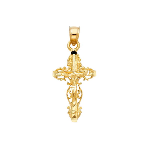 Fancy Crucufix Pendant - 14k Yellow Gold