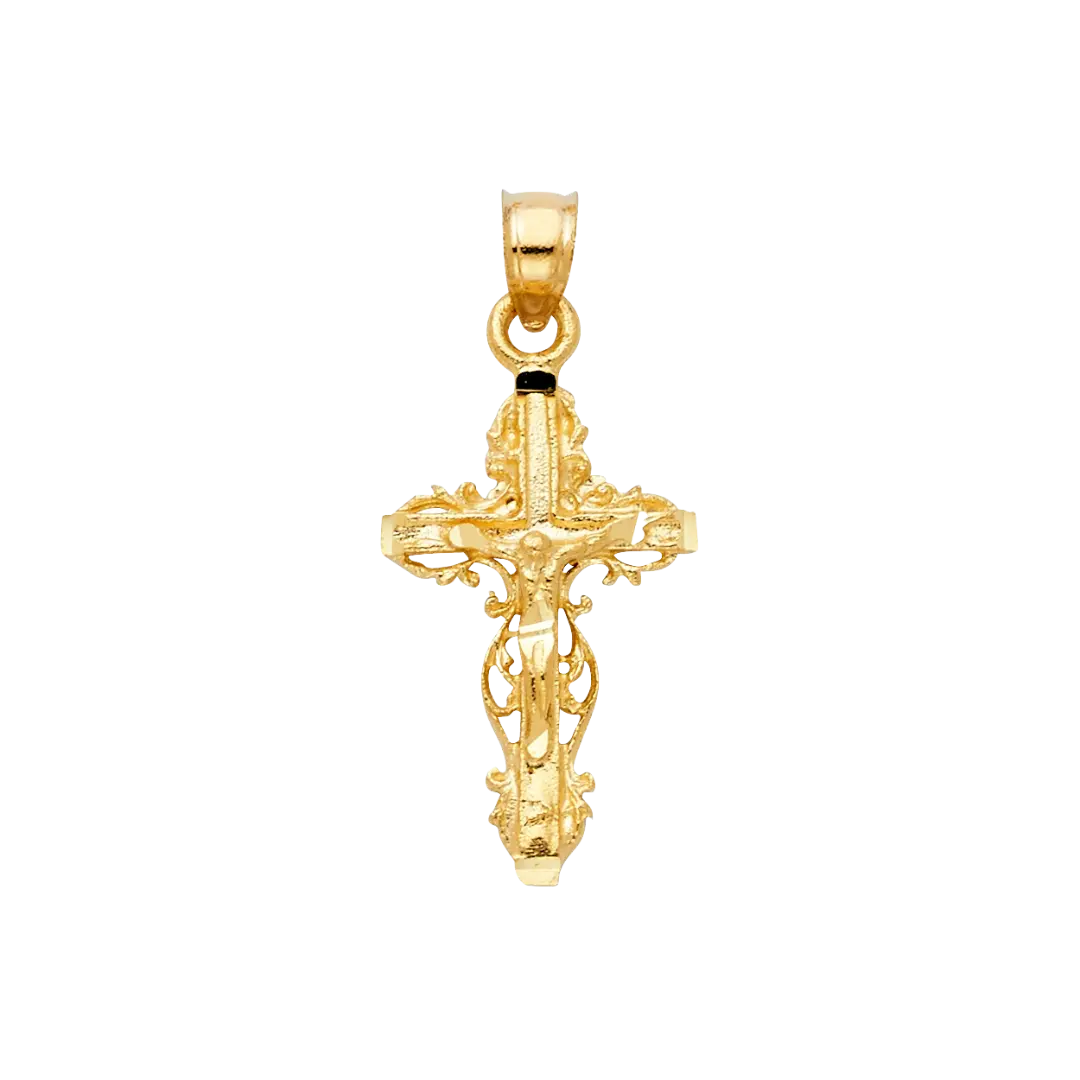 Fancy Crucufix Pendant - 14k Yellow Gold